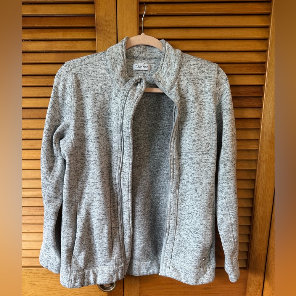 Calvin Klein Heather Gray Full-Zip Knit Jacket
